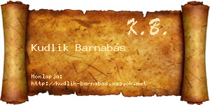 Kudlik Barnabás névjegykártya